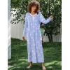 image:imageEkouaer Womens Long Sleeve Nightgown Full Length Sleepwear Long Sleepshirts Henley Sleep DressAblue Pigeon