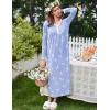 image:imageEkouaer Womens Long Sleeve Nightgown Full Length Sleepwear Long Sleepshirts Henley Sleep DressAblue Pigeon