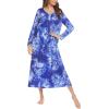 image:imageEkouaer Womens Long Sleeve Nightgown Full Length Sleepwear Long Sleepshirts Henley Sleep DressAblue Tiedye