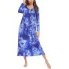 image:imageEkouaer Womens Long Sleeve Nightgown Full Length Sleepwear Long Sleepshirts Henley Sleep DressAblue Tiedye