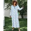 image:imageEkouaer Womens Long Sleeve Nightgown Full Length Sleepwear Long Sleepshirts Henley Sleep DressAblue Watercolor Flowers