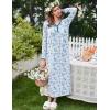 image:imageEkouaer Womens Long Sleeve Nightgown Full Length Sleepwear Long Sleepshirts Henley Sleep DressAblue Watercolor Flowers