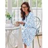 image:imageEkouaer Womens Long Sleeve Nightgown Full Length Sleepwear Long Sleepshirts Henley Sleep DressAblue Watercolor Flowers
