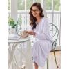 image:imageEkouaer Womens Long Sleeve Nightgown Full Length Sleepwear Long Sleepshirts Henley Sleep DressApurple Leaf