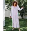 image:imageEkouaer Womens Long Sleeve Nightgown Full Length Sleepwear Long Sleepshirts Henley Sleep DressApurple Leaf
