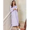 image:imageEkouaer Womens Long Sleeve Nightgown Full Length Sleepwear Long Sleepshirts Henley Sleep DressApurple Leaf