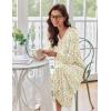 image:imageEkouaer Womens Long Sleeve Nightgown Full Length Sleepwear Long Sleepshirts Henley Sleep DressAwhite Flowers