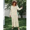 image:imageEkouaer Womens Long Sleeve Nightgown Full Length Sleepwear Long Sleepshirts Henley Sleep DressAwhite Flowers