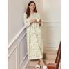 image:imageEkouaer Womens Long Sleeve Nightgown Full Length Sleepwear Long Sleepshirts Henley Sleep DressAwhite Flowers