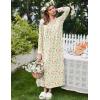 image:imageEkouaer Womens Long Sleeve Nightgown Full Length Sleepwear Long Sleepshirts Henley Sleep DressAwhite Flowers