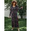 image:imageEkouaer Womens Long Sleeve Nightgown Full Length Sleepwear Long Sleepshirts Henley Sleep DressBbbutterfly
