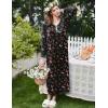 image:imageEkouaer Womens Long Sleeve Nightgown Full Length Sleepwear Long Sleepshirts Henley Sleep DressBbbutterfly