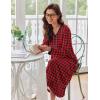 image:imageEkouaer Womens Long Sleeve Nightgown Full Length Sleepwear Long Sleepshirts Henley Sleep DressBbredblack Grid