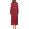 image:imageEkouaer Womens Long Sleeve Nightgown Full Length Sleepwear Long Sleepshirts Henley Sleep DressBbredblack Grid