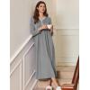 image:imageEkouaer Womens Long Sleeve Nightgown Full Length Sleepwear Long Sleepshirts Henley Sleep DressBdark Grey