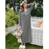 image:imageEkouaer Womens Long Sleeve Nightgown Full Length Sleepwear Long Sleepshirts Henley Sleep DressBdark Grey