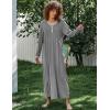 image:imageEkouaer Womens Long Sleeve Nightgown Full Length Sleepwear Long Sleepshirts Henley Sleep DressBdark Grey