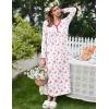 image:imageEkouaer Womens Long Sleeve Nightgown Full Length Sleepwear Long Sleepshirts Henley Sleep DressBig Pink Flower