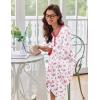 image:imageEkouaer Womens Long Sleeve Nightgown Full Length Sleepwear Long Sleepshirts Henley Sleep DressBig Pink Flower