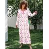 image:imageEkouaer Womens Long Sleeve Nightgown Full Length Sleepwear Long Sleepshirts Henley Sleep DressBig Pink Flower