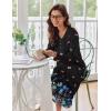 image:imageEkouaer Womens Long Sleeve Nightgown Full Length Sleepwear Long Sleepshirts Henley Sleep DressBlack Butterfly