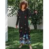 image:imageEkouaer Womens Long Sleeve Nightgown Full Length Sleepwear Long Sleepshirts Henley Sleep DressBlack Butterfly