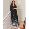 image:imageEkouaer Womens Long Sleeve Nightgown Full Length Sleepwear Long Sleepshirts Henley Sleep DressBlack Butterfly