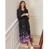 image:imageEkouaer Womens Long Sleeve Nightgown Full Length Sleepwear Long Sleepshirts Henley Sleep DressBlack Sakura