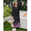image:imageEkouaer Womens Long Sleeve Nightgown Full Length Sleepwear Long Sleepshirts Henley Sleep DressBlack Sakura