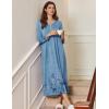 image:imageEkouaer Womens Long Sleeve Nightgown Full Length Sleepwear Long Sleepshirts Henley Sleep DressBlue Ink Flower