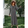 image:imageEkouaer Womens Long Sleeve Nightgown Full Length Sleepwear Long Sleepshirts Henley Sleep DressBmedium Grey