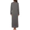 image:imageEkouaer Womens Long Sleeve Nightgown Full Length Sleepwear Long Sleepshirts Henley Sleep DressBmedium Grey
