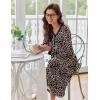 image:imageEkouaer Womens Long Sleeve Nightgown Full Length Sleepwear Long Sleepshirts Henley Sleep DressBrown Leopard Print