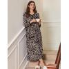 image:imageEkouaer Womens Long Sleeve Nightgown Full Length Sleepwear Long Sleepshirts Henley Sleep DressBrown Leopard Print