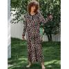 image:imageEkouaer Womens Long Sleeve Nightgown Full Length Sleepwear Long Sleepshirts Henley Sleep DressBrown Leopard Print