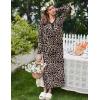 image:imageEkouaer Womens Long Sleeve Nightgown Full Length Sleepwear Long Sleepshirts Henley Sleep DressBrown Leopard Print