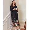 image:imageEkouaer Womens Long Sleeve Nightgown Full Length Sleepwear Long Sleepshirts Henley Sleep DressCacolored Flowers