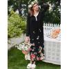 image:imageEkouaer Womens Long Sleeve Nightgown Full Length Sleepwear Long Sleepshirts Henley Sleep DressCacolored Flowers