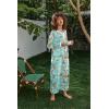 image:imageEkouaer Womens Long Sleeve Nightgown Full Length Sleepwear Long Sleepshirts Henley Sleep DressGreen Flower