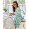 image:imageEkouaer Womens Long Sleeve Nightgown Full Length Sleepwear Long Sleepshirts Henley Sleep DressGreen Flower