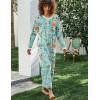 image:imageEkouaer Womens Long Sleeve Nightgown Full Length Sleepwear Long Sleepshirts Henley Sleep DressGreen Flower
