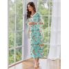 image:imageEkouaer Womens Long Sleeve Nightgown Full Length Sleepwear Long Sleepshirts Henley Sleep DressGreen Flower
