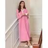 image:imageEkouaer Womens Long Sleeve Nightgown Full Length Sleepwear Long Sleepshirts Henley Sleep DressPink