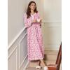 image:imageEkouaer Womens Long Sleeve Nightgown Full Length Sleepwear Long Sleepshirts Henley Sleep DressPink Flowers