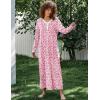 image:imageEkouaer Womens Long Sleeve Nightgown Full Length Sleepwear Long Sleepshirts Henley Sleep DressPink Flowers
