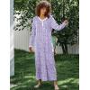 image:imageEkouaer Womens Long Sleeve Nightgown Full Length Sleepwear Long Sleepshirts Henley Sleep DressPurple Floral