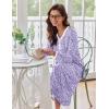 image:imageEkouaer Womens Long Sleeve Nightgown Full Length Sleepwear Long Sleepshirts Henley Sleep DressPurple Floral