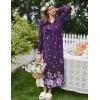 image:imageEkouaer Womens Long Sleeve Nightgown Full Length Sleepwear Long Sleepshirts Henley Sleep DressPurple Flower