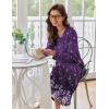 image:imageEkouaer Womens Long Sleeve Nightgown Full Length Sleepwear Long Sleepshirts Henley Sleep DressPurple Flower
