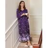 image:imageEkouaer Womens Long Sleeve Nightgown Full Length Sleepwear Long Sleepshirts Henley Sleep DressPurple Flower